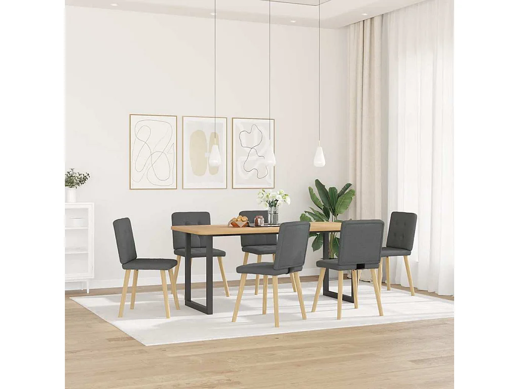 Chaises à manger lot de 6 gris foncé tissu