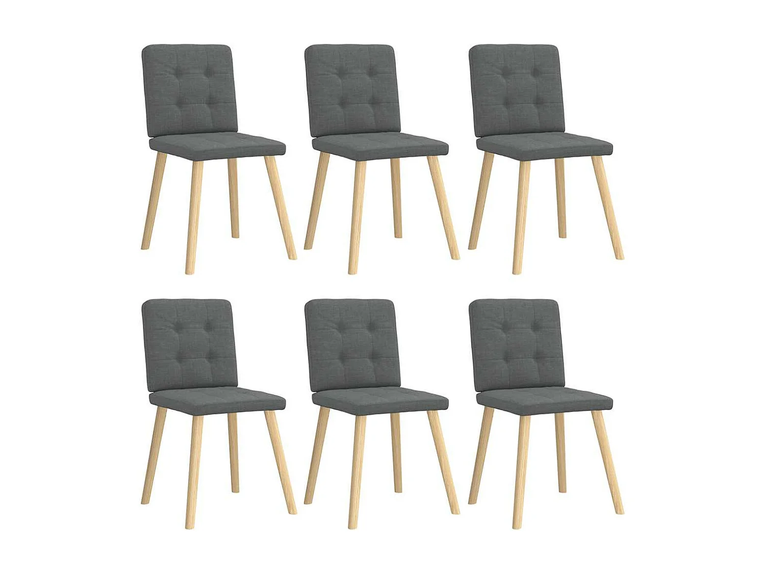 Chaises à manger lot de 6 gris foncé tissu