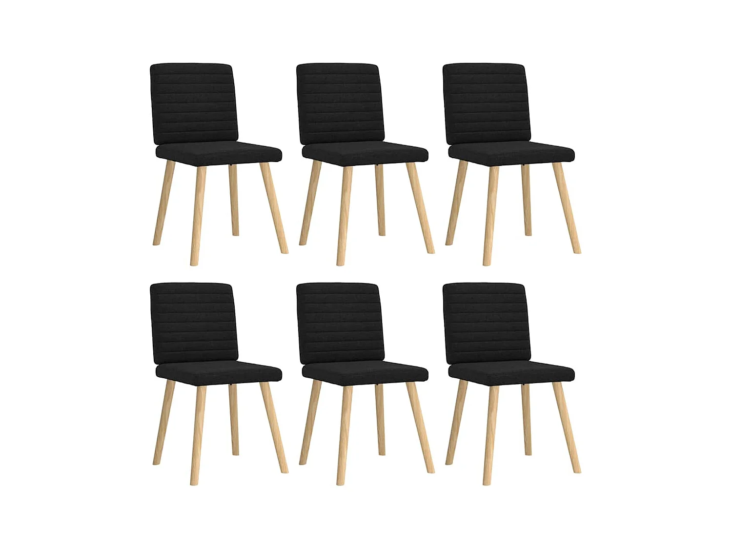 Chaises à manger lot de 6 noir tissu