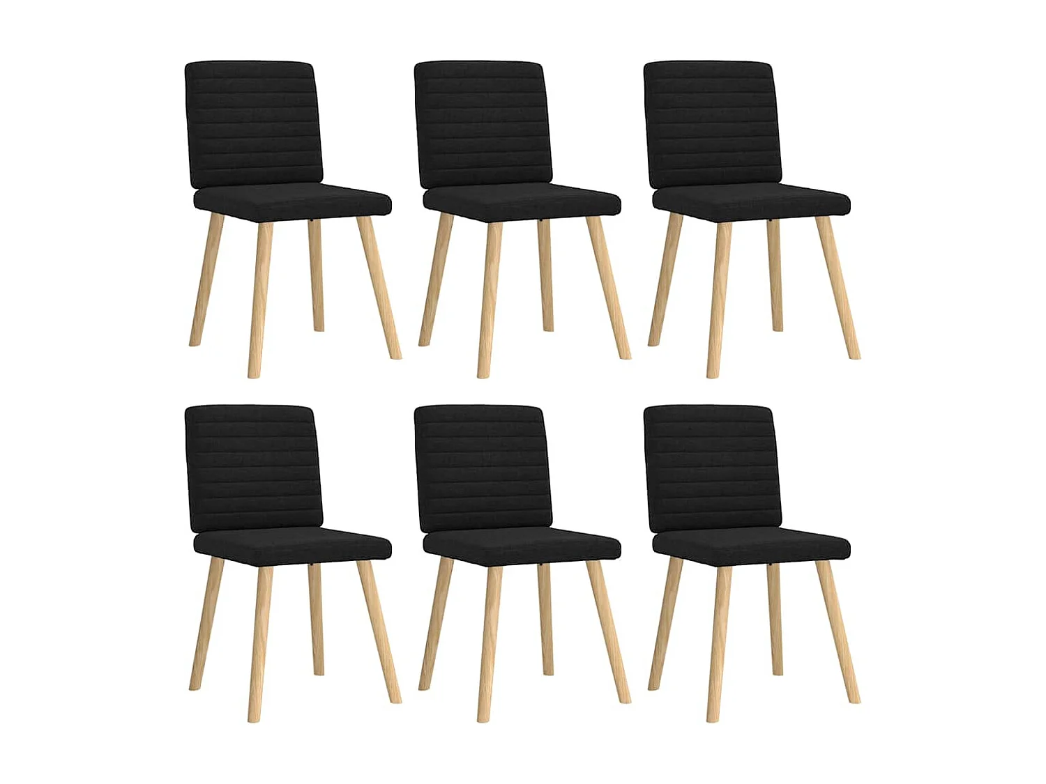 Chaises à manger lot de 6 noir tissu