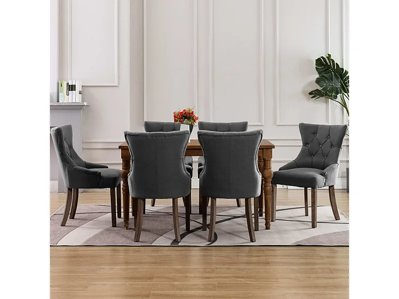 Sillas de comedor 6 unidades tela gris