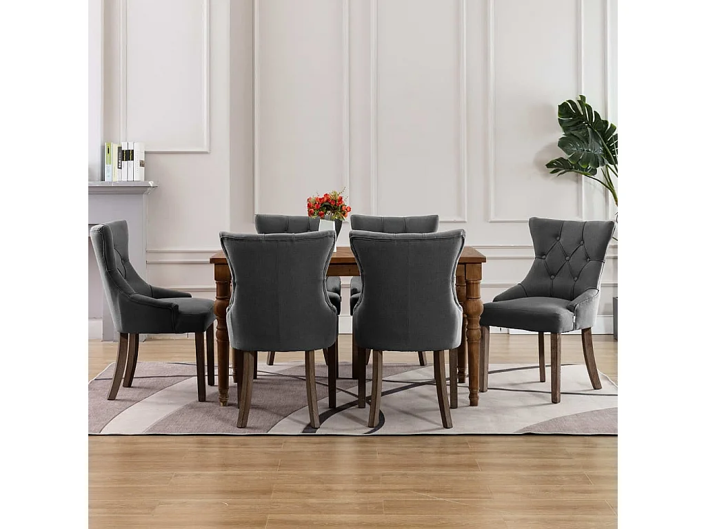 Eetkamerstoelen 6 st stof grijs