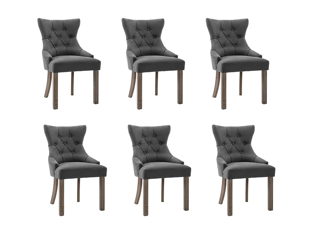 Eetkamerstoelen 6 st stof grijs