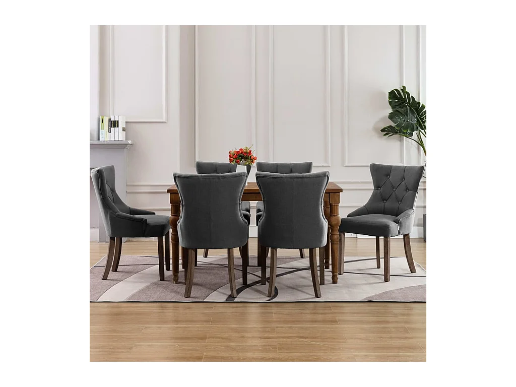 Chaises à manger lot de 6 gris tissu