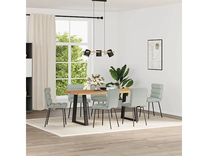 Chaises à manger lot de 6 gris clair velours