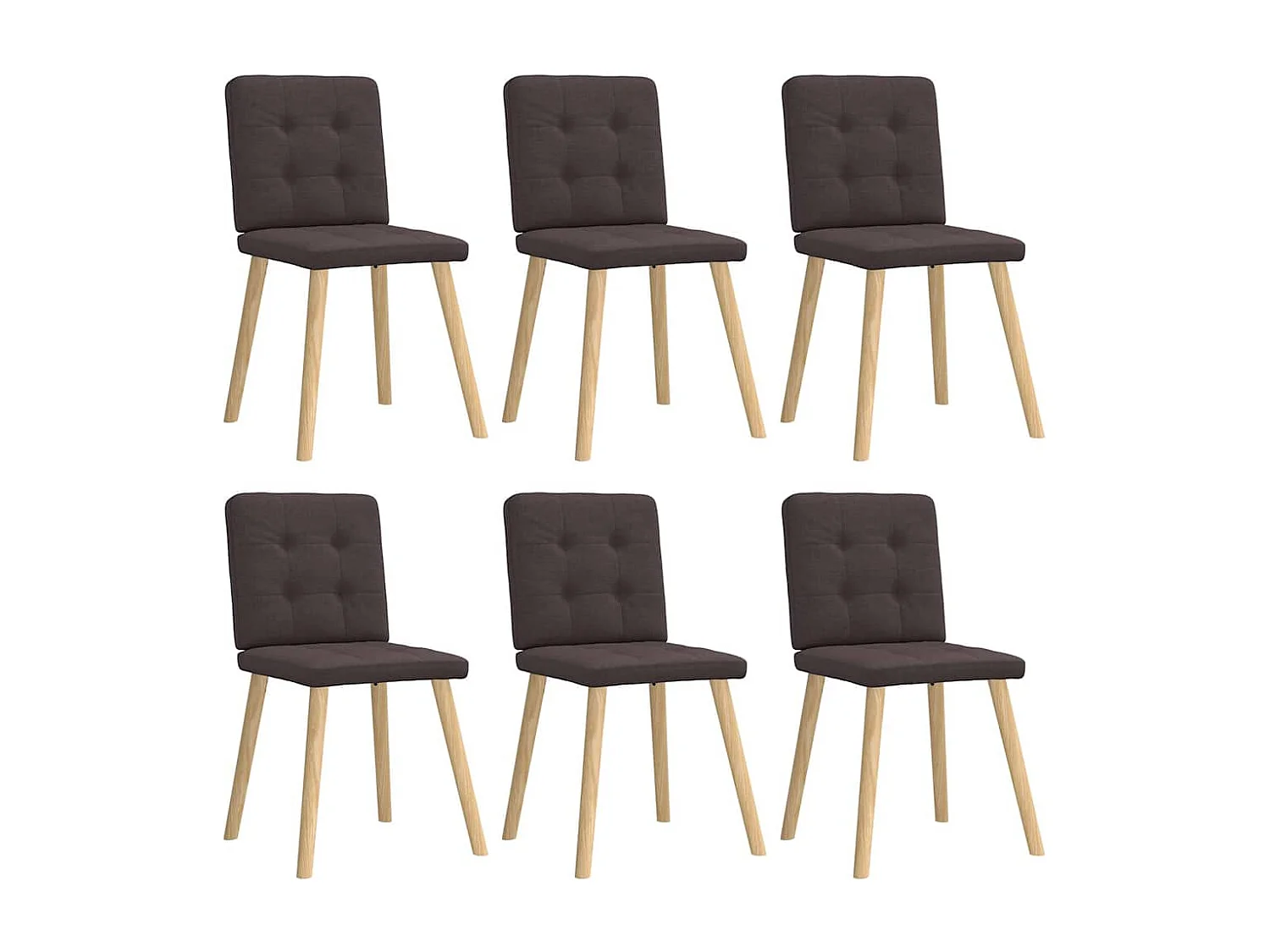 Chaises à manger lot de 6 marron foncé tissu