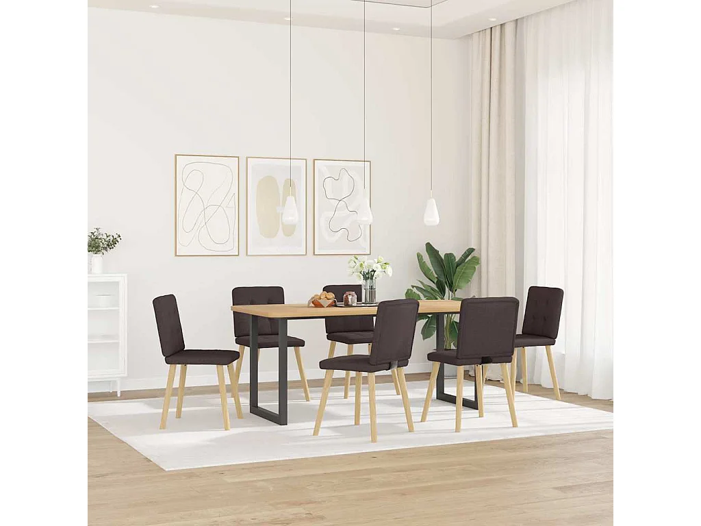 Chaises à manger lot de 6 marron foncé tissu