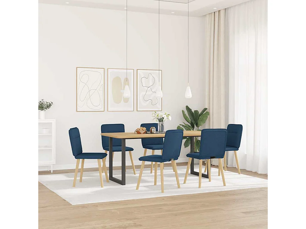 Eetkamerstoelen 6 st stof blauw
