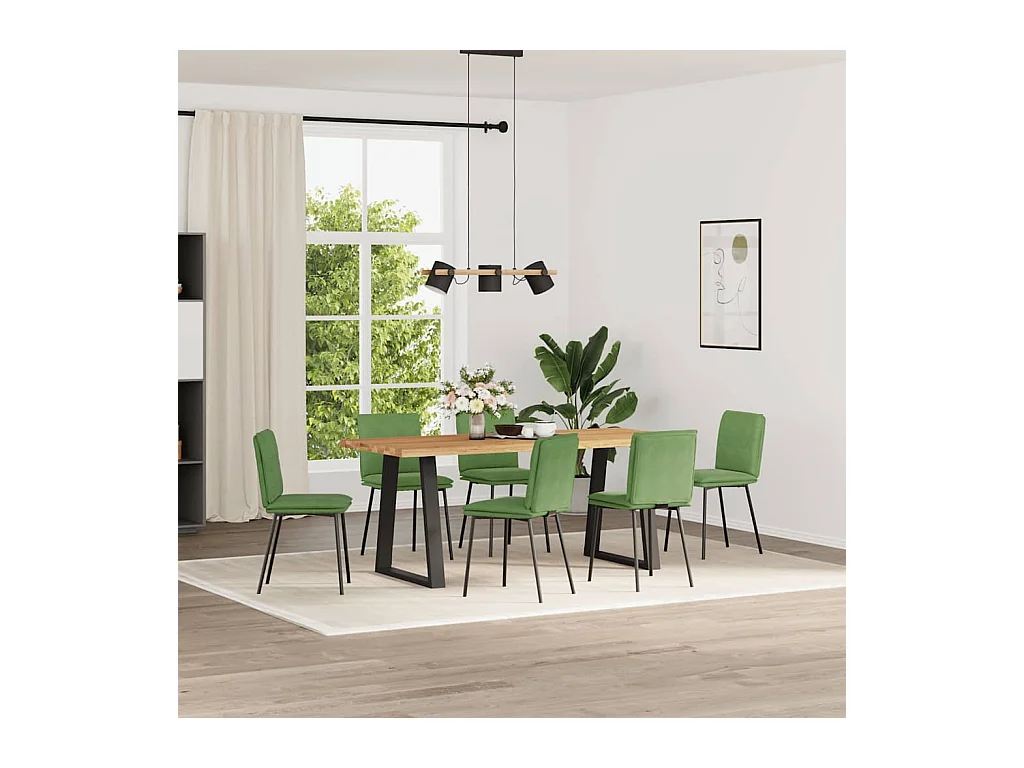 Chaises à manger lot de 6 vert clair velours