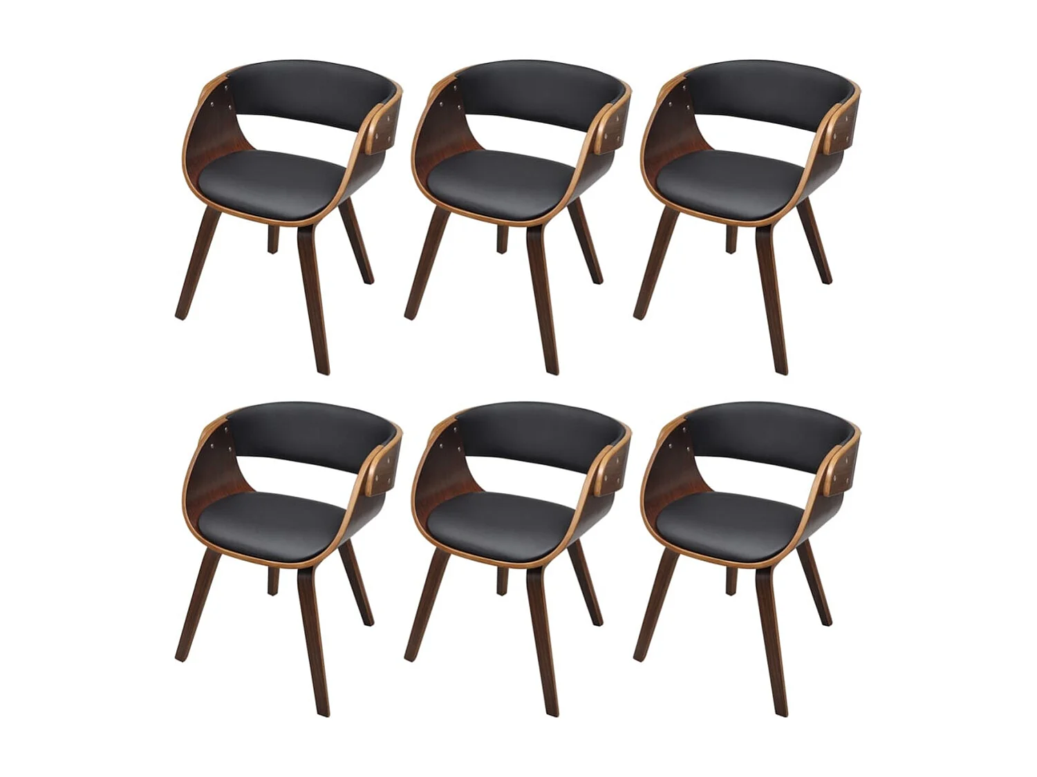 Cadeiras de jantar 6 peças couro artificial castanho