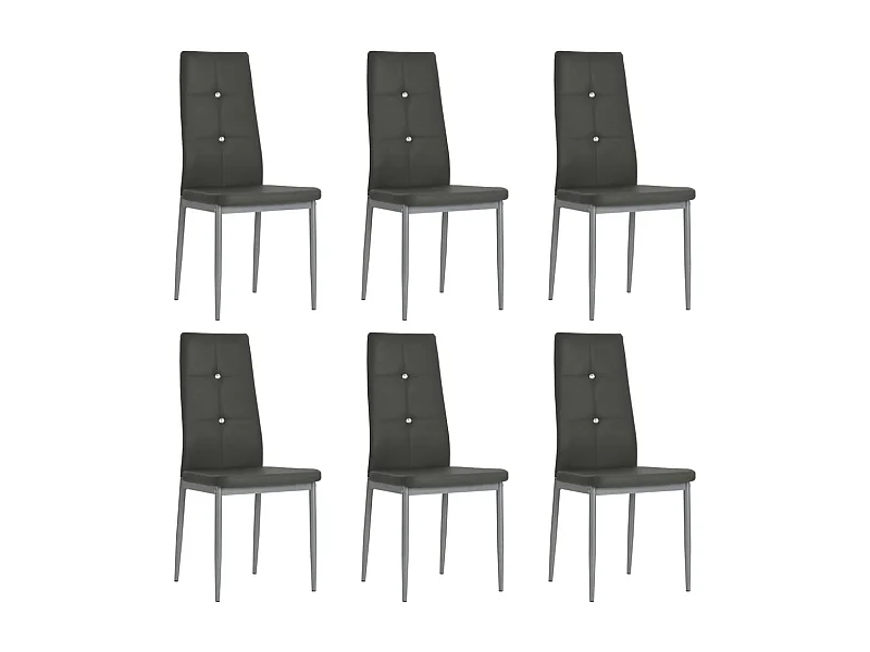 Sillas comedor 6 unidades cuero artificial gris