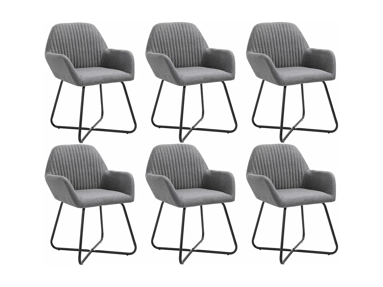 Chaises à manger lot de 6 gris foncé tissu