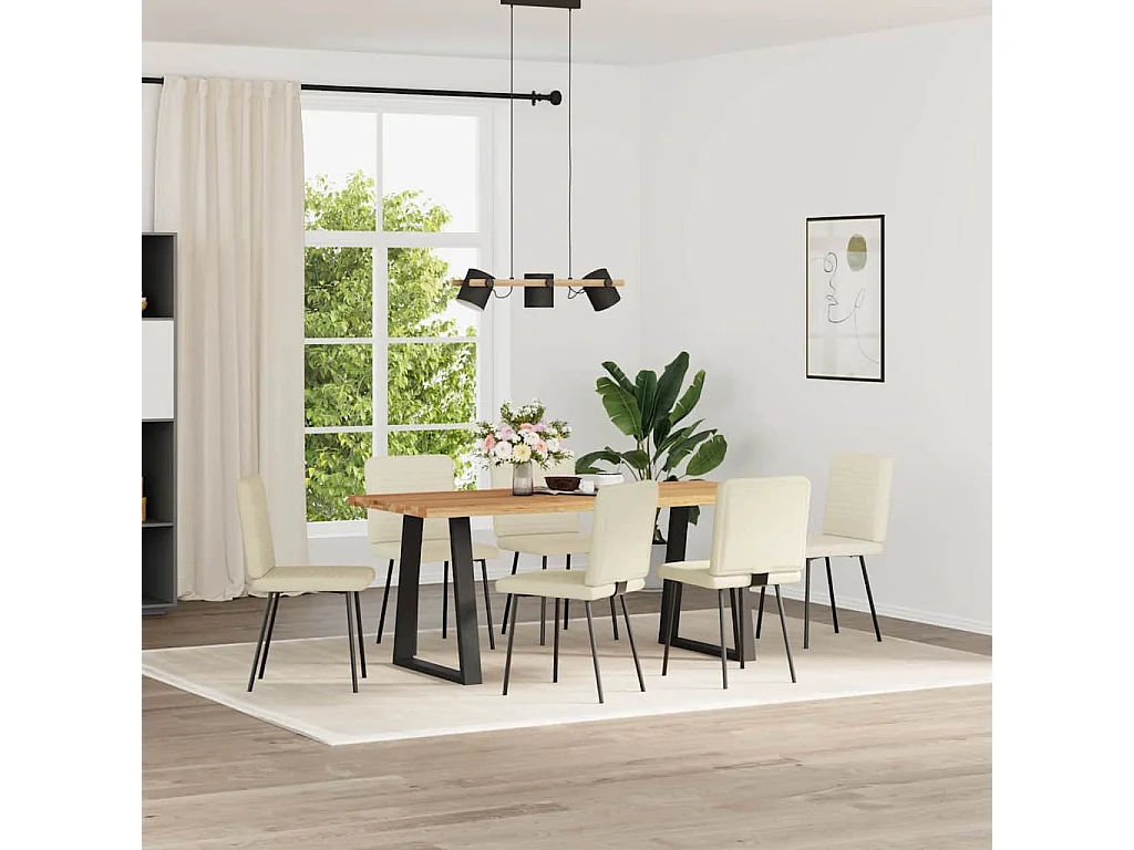 Eetkamerstoelen 6 st fluweel crèmekleurig