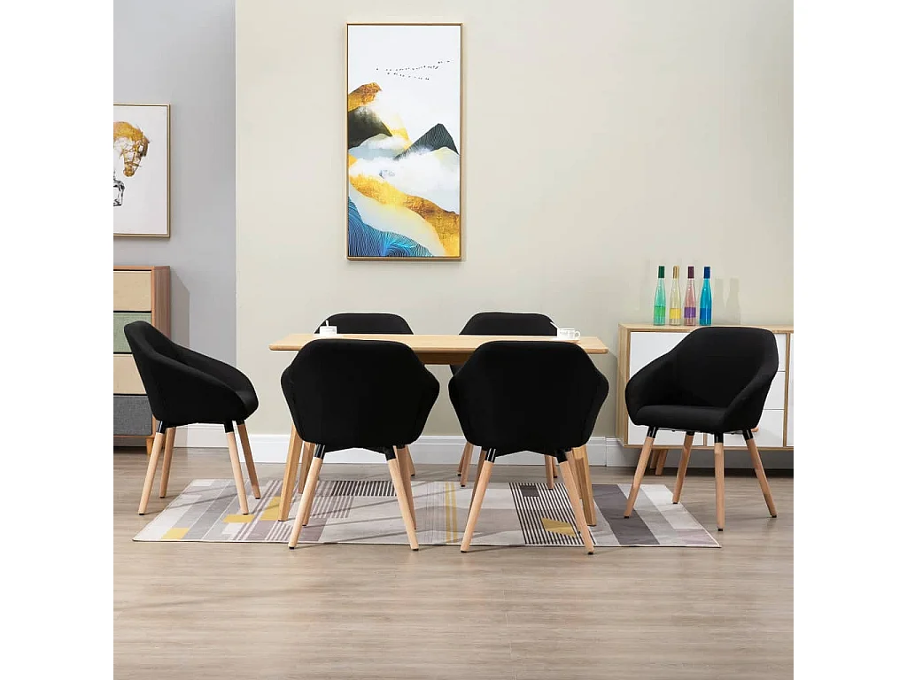 Sillas de comedor giratorias 6 unidades tela negras