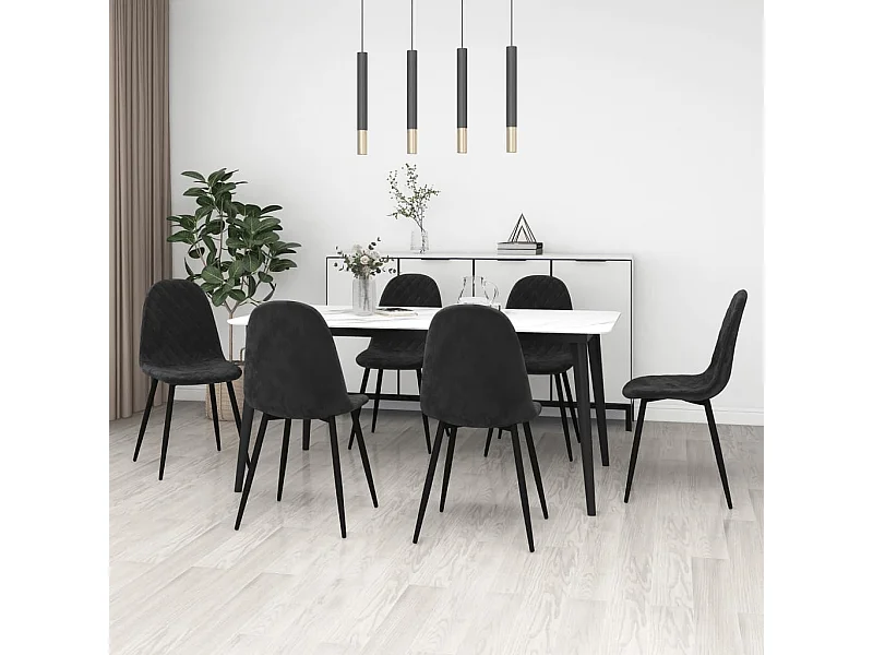 Cadeiras de jantar 6 peças veludo preto