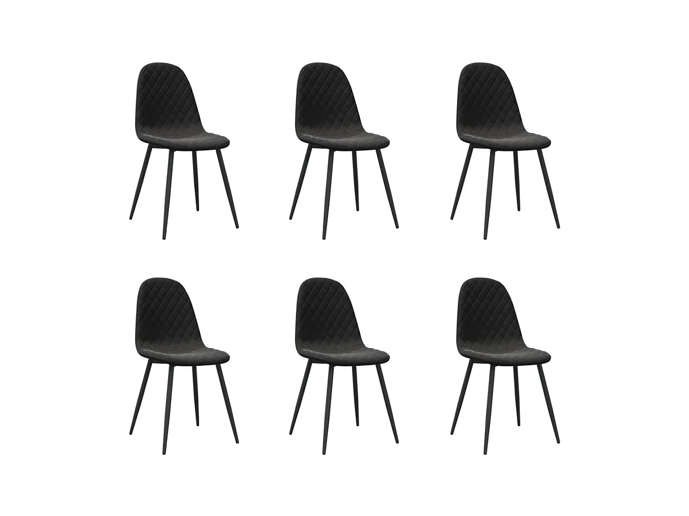 Chaises à manger lot de 6 noir velours
