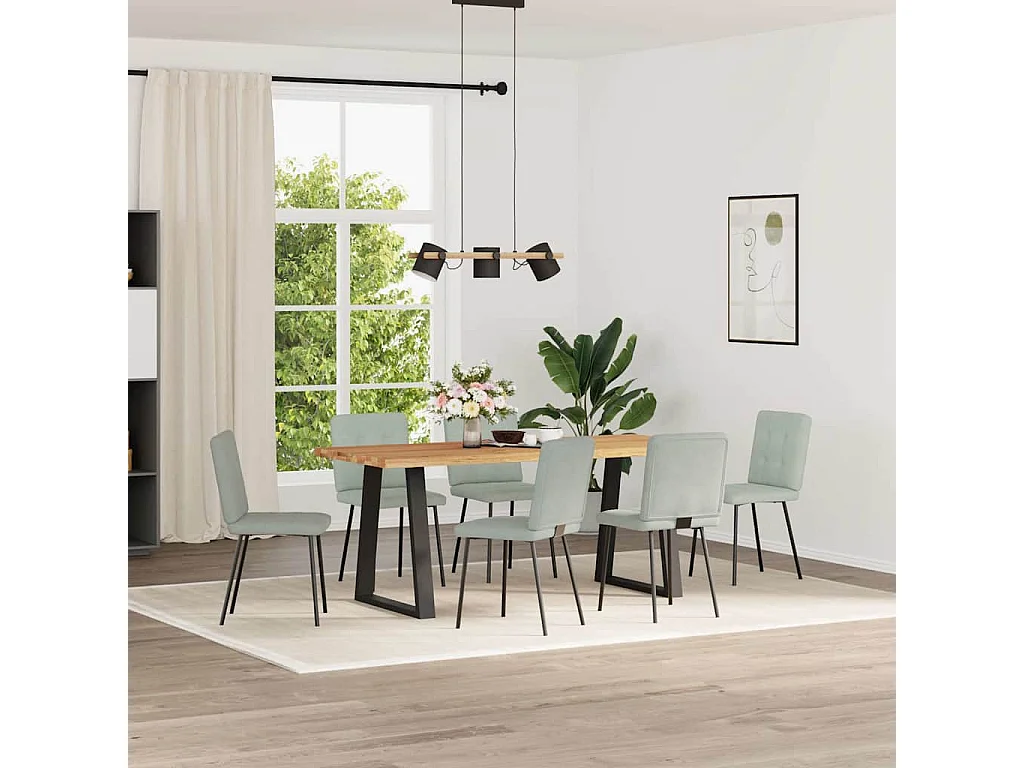 Chaises à manger lot de 6 gris clair velours