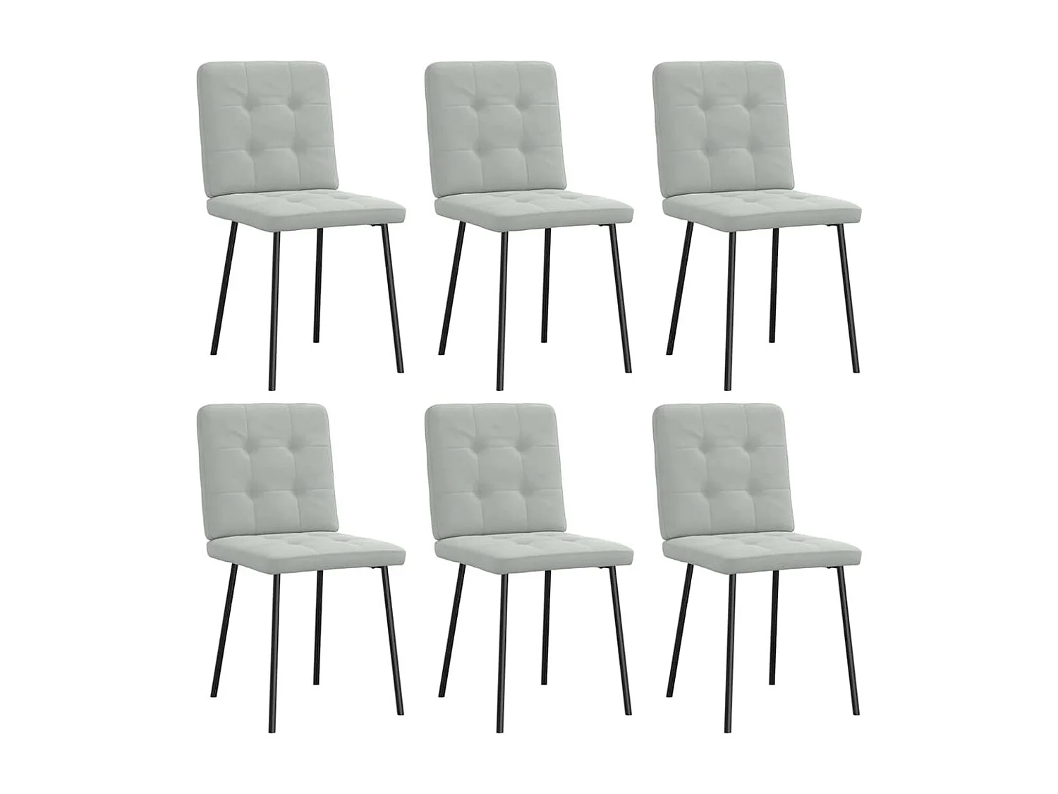 Chaises à manger lot de 6 gris clair velours