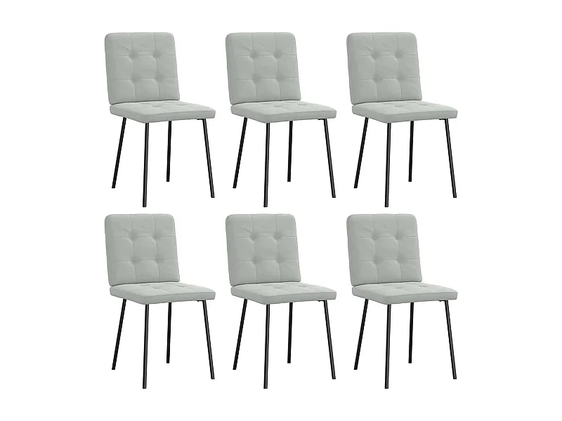 Chaises à manger lot de 6 gris clair velours