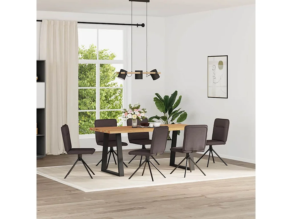 Cadeiras de jantar 6 peças tecido castanho-escuro