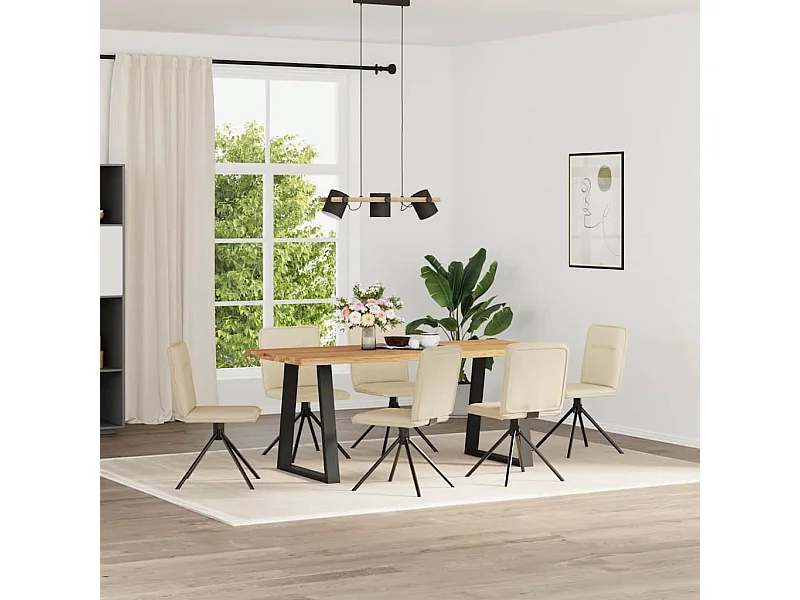 Chaises à manger lot de 6 crème tissu