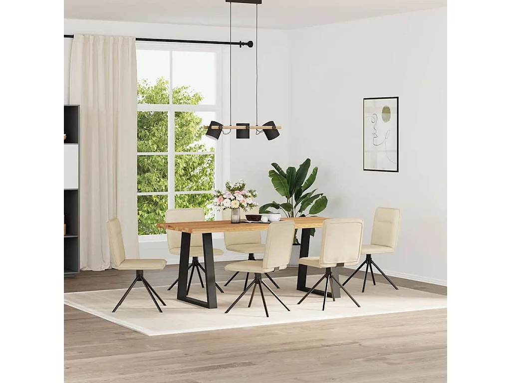 Eetkamerstoelen 6 st stof crèmekleurig