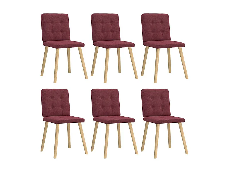 Chaises à manger lot de 6 rouge bordeaux tissu
