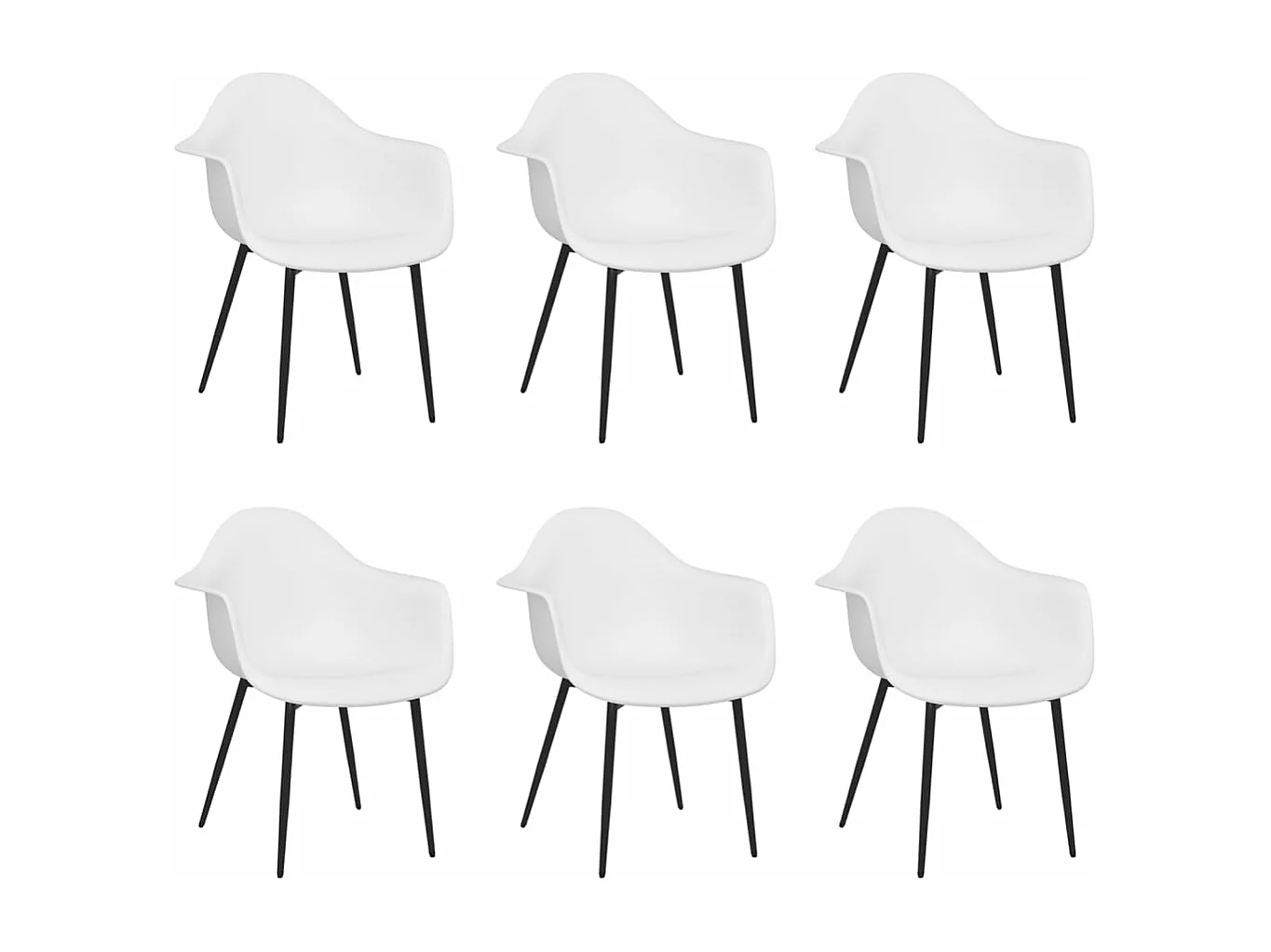 Chaises à manger lot de 6 blanc PP