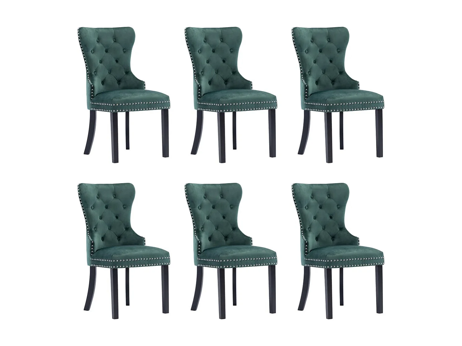 Chaises à manger lot de 6 vert foncé velours
