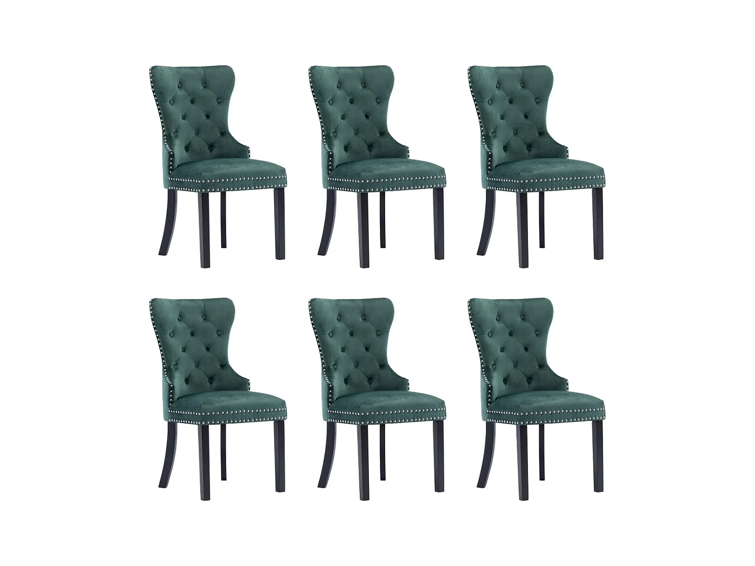 Chaises à manger lot de 6 vert foncé velours