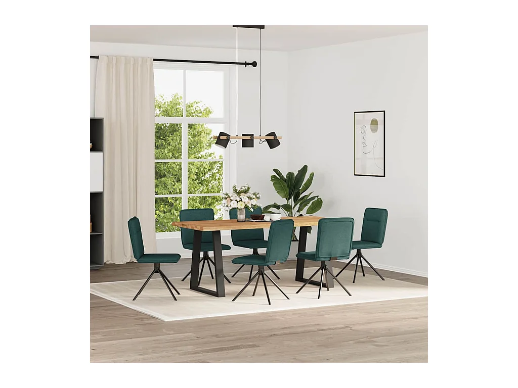 Chaises à manger lot de 6 vert foncé tissu