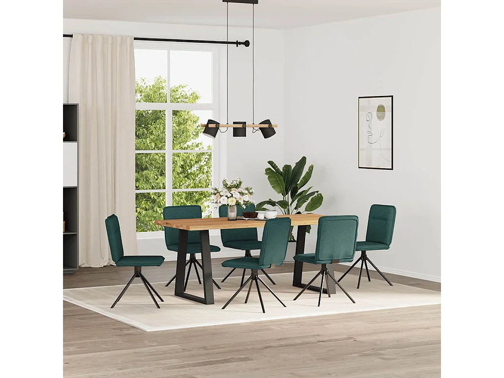 Chaises à manger lot de 6 vert foncé tissu