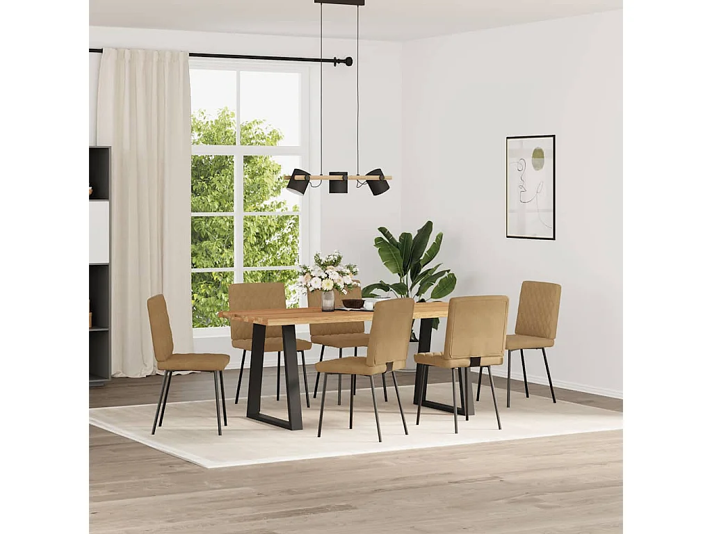 Chaises à manger lot de 6 marron velours