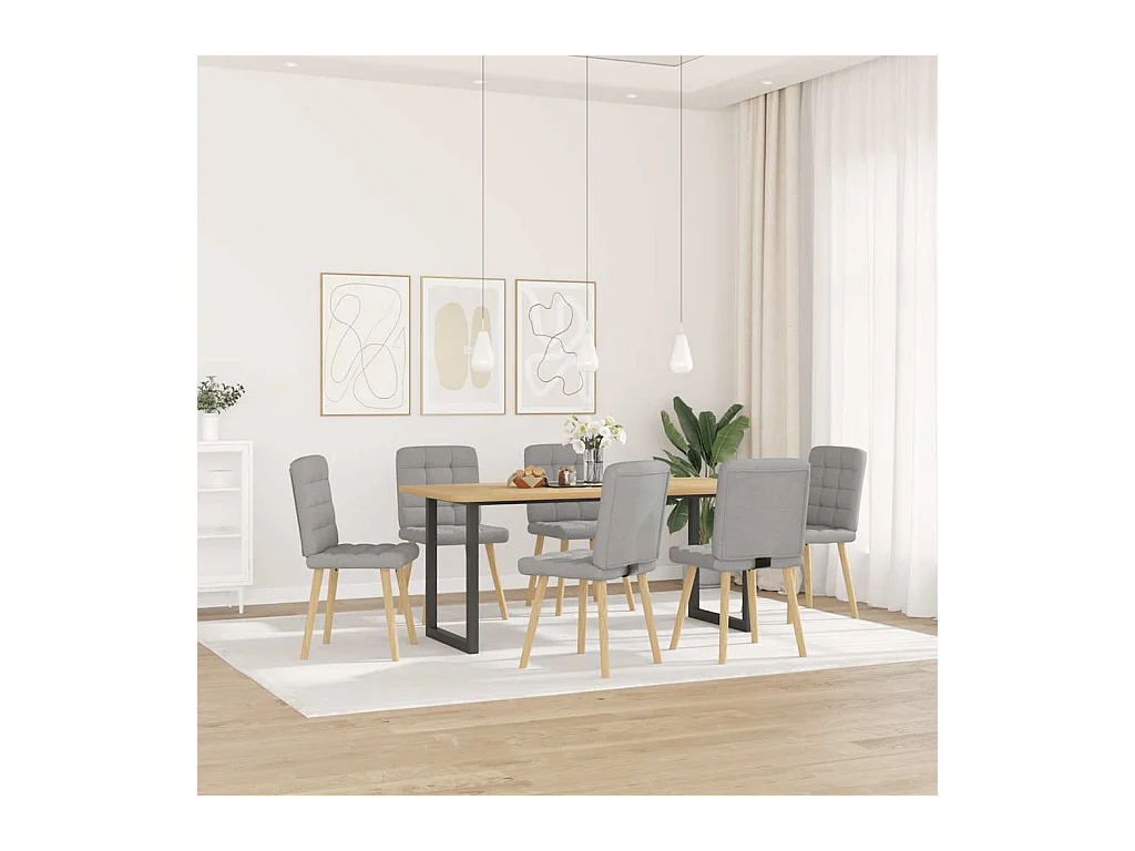 Cadeiras de jantar 6 peças tecido cinza nuvem