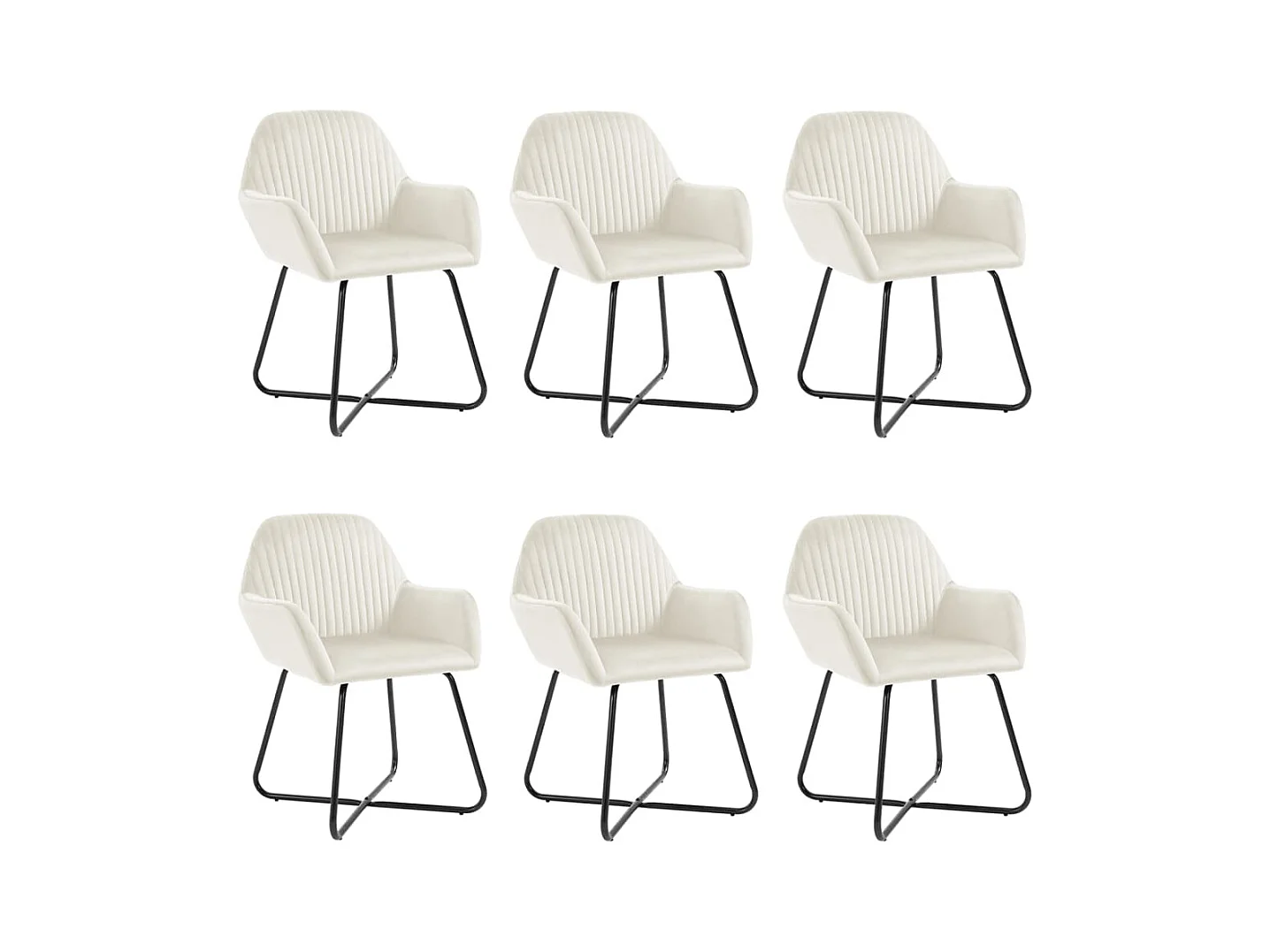 Chaises à manger lot de 6 crème velours