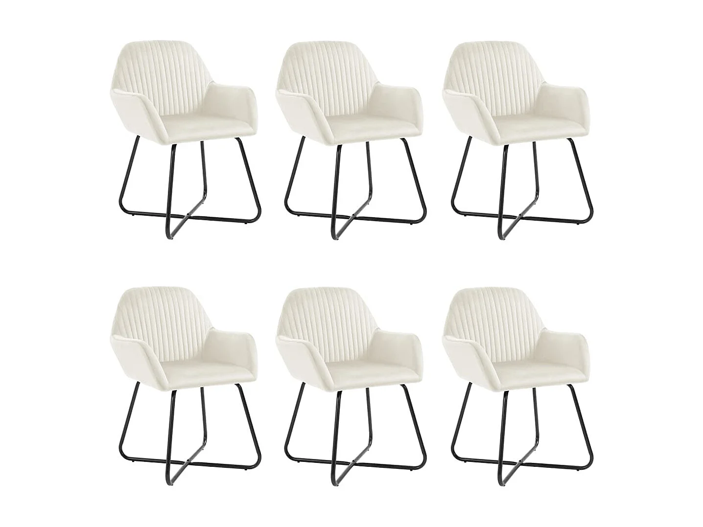 Chaises à manger lot de 6 crème velours