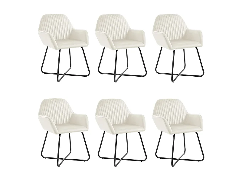 Chaises à manger lot de 6 crème velours