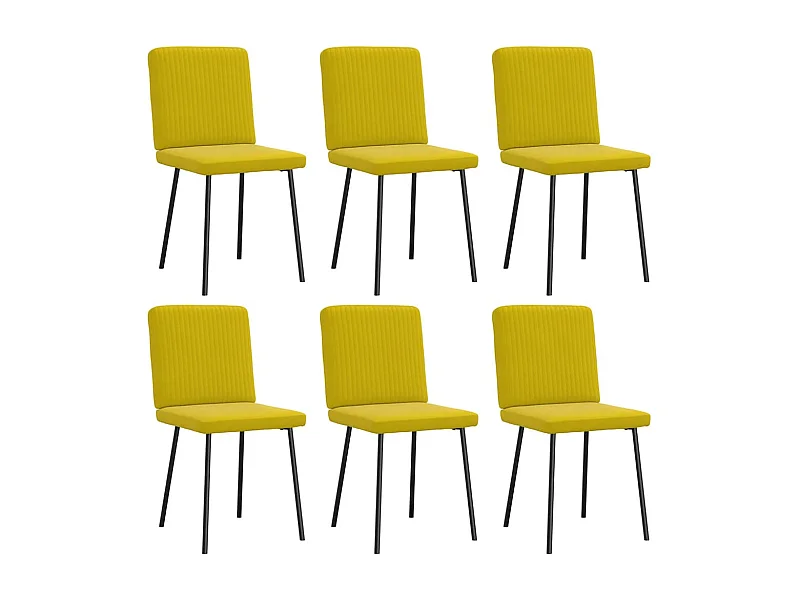 Chaises à manger lot de 6 jaune velours