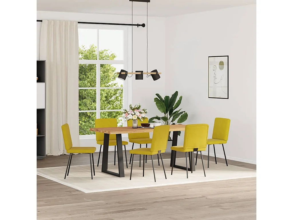 Chaises à manger lot de 6 jaune velours