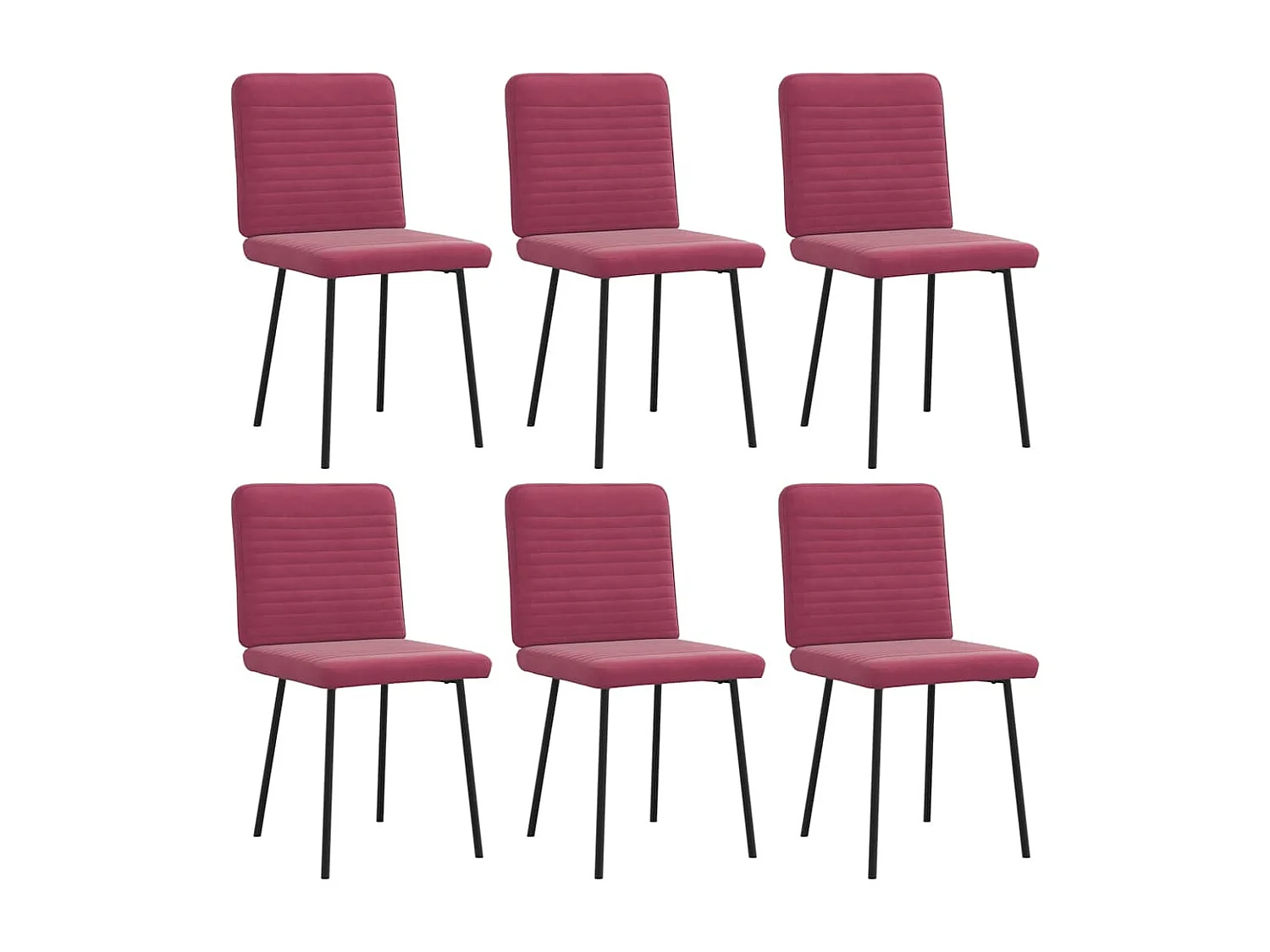 Chaises à manger lot de 6 rouge bordeaux velours
