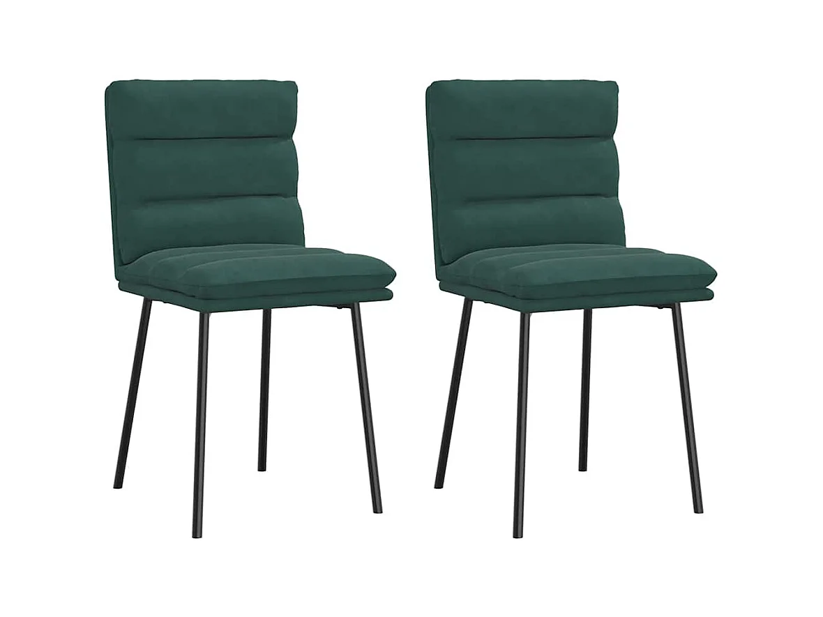 Chaises à manger lot de 2 Vert foncé Velours