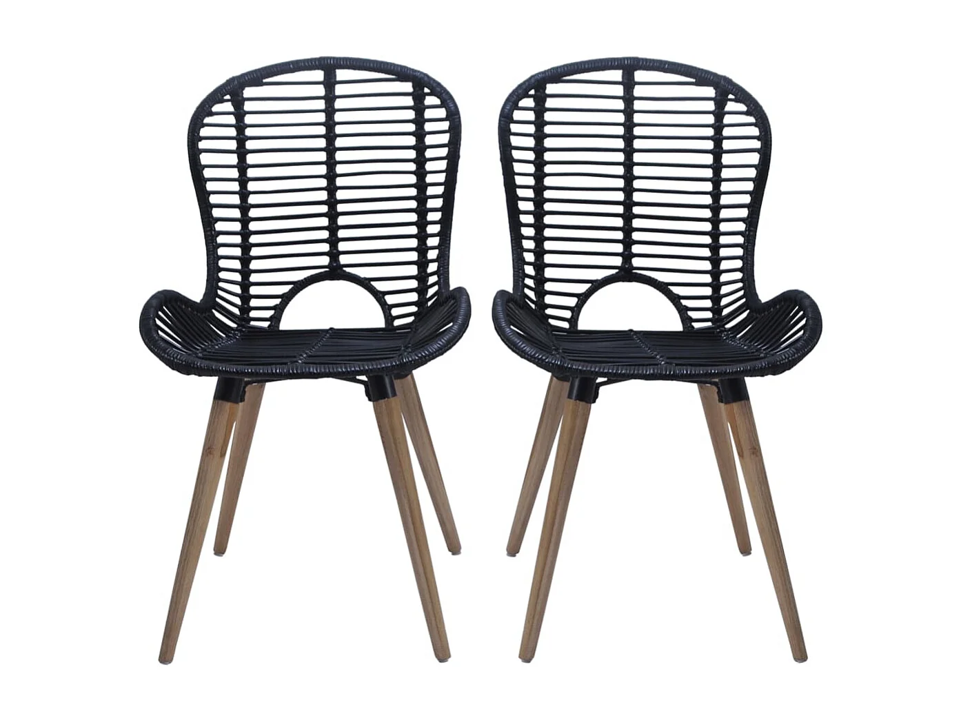 Sillas de comedor 6 unidades de ratán natural negro