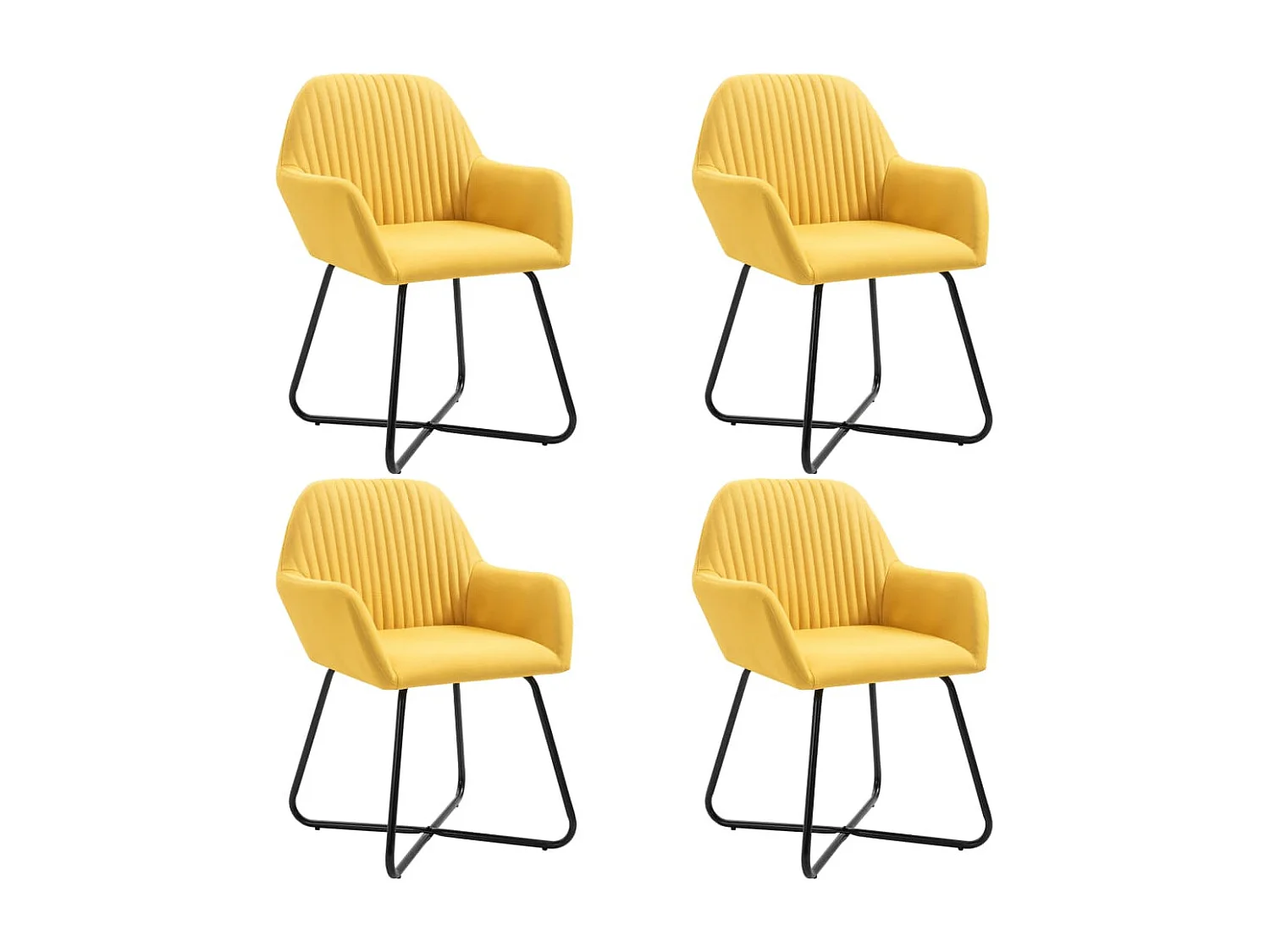 Chaises à manger lot de 4 jaune tissu