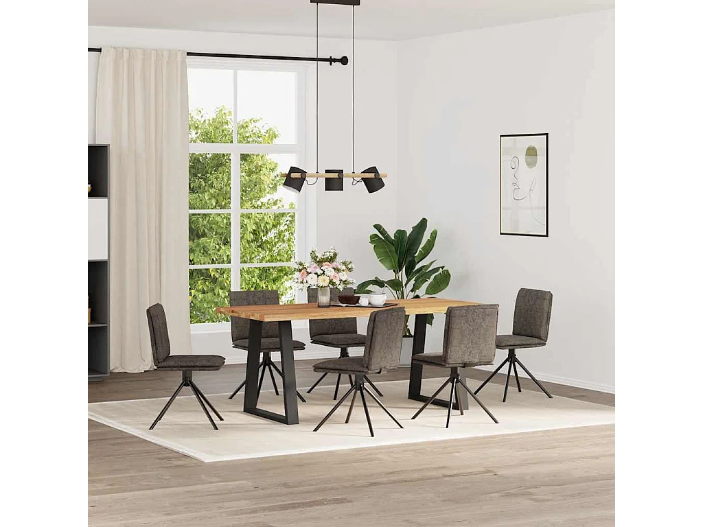 Chaises à manger lot de 6 gris foncé similicuir daim