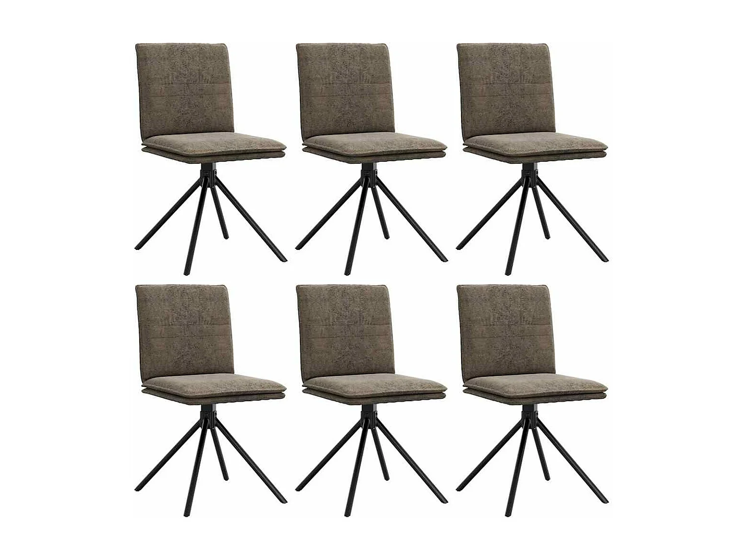 Chaises à manger lot de 6 gris foncé similicuir daim