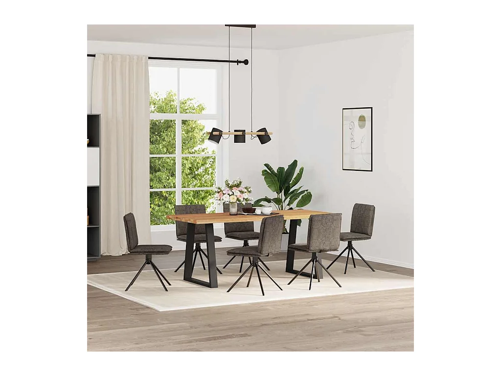 Chaises à manger lot de 6 gris foncé similicuir daim