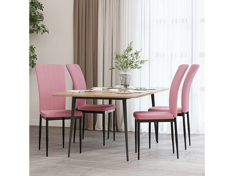 Sillas de comedor 4 unidades terciopelo rosa