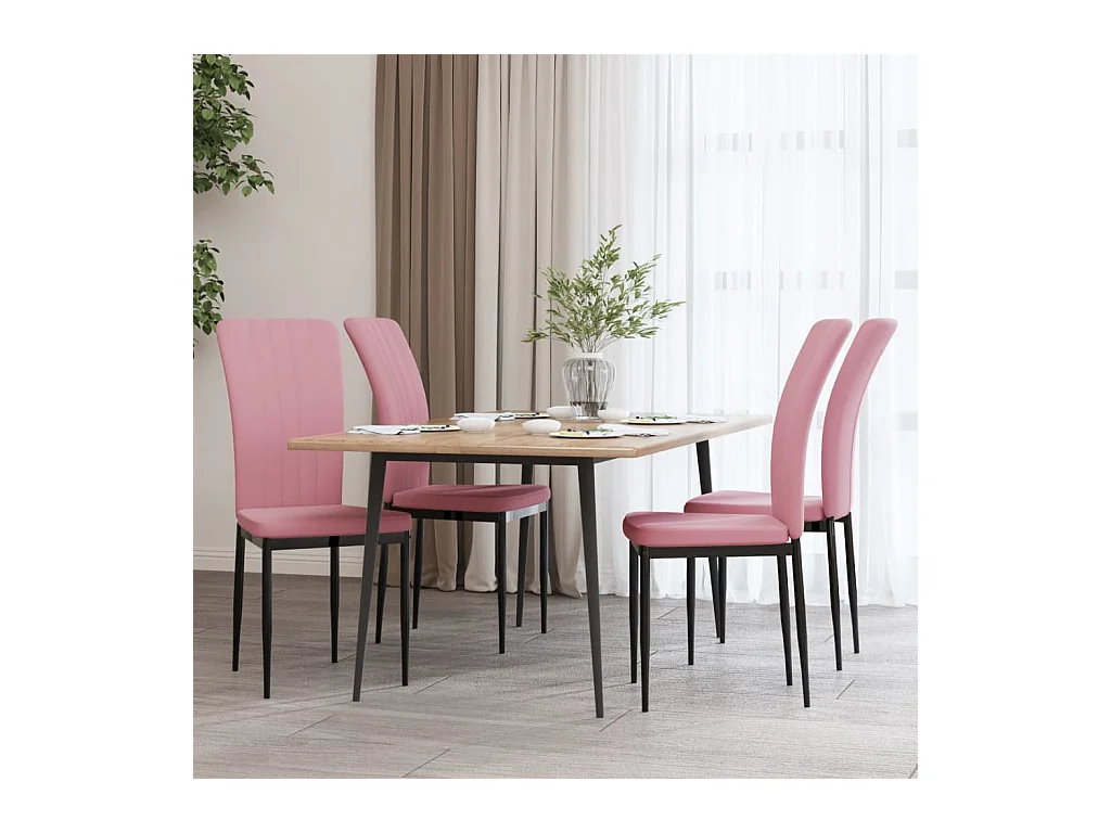 Cadeiras de jantar 4 peças veludo rosa