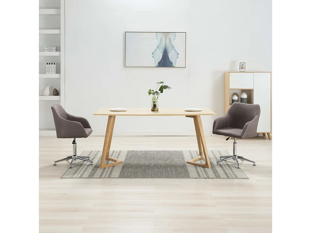 Chaises pivotantes à manger lot de 2 taupe tissu