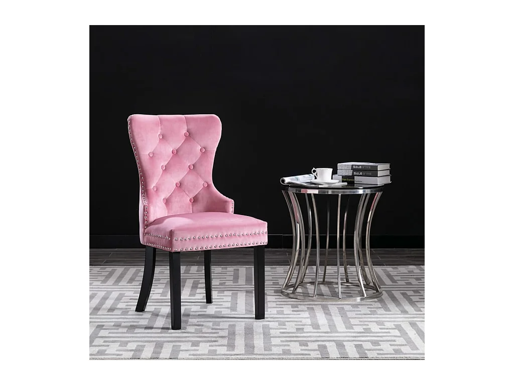 Chaises à manger lot de 2 rose velours
